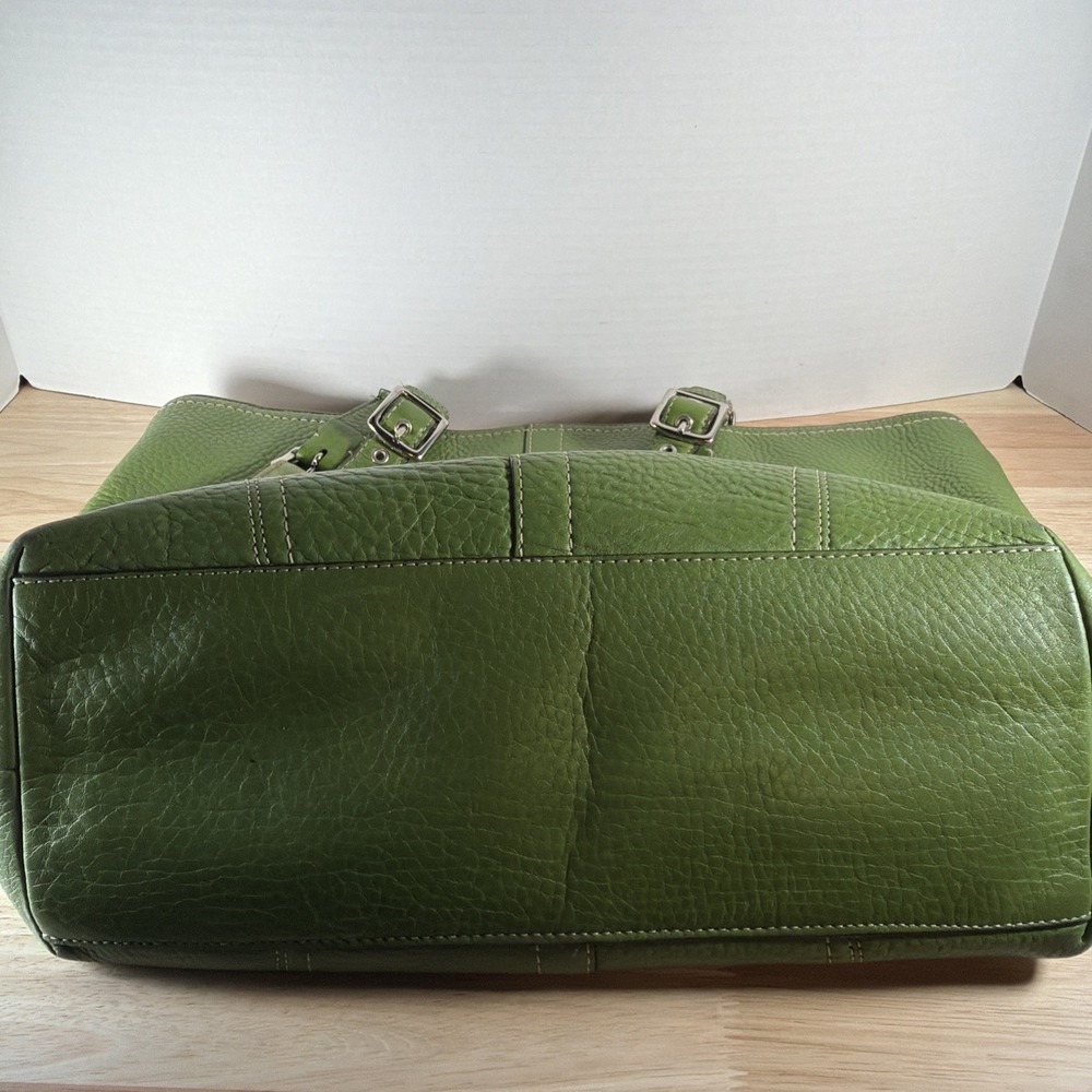 Vintage Coach Hamilton Large Green Pebbled Leather Tote, Handbag F13083 - Picture 5 of 16